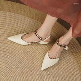 Casual Shoes With Low Heels For Office Work Sandals Women Leather Footwear Ladies Buckles No Heel Flat Rubber Outdoor Summer 2024 Sale