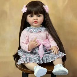 Dolls 55cm Beautiful Imitation Baby Silicone Doll Full Body Silicone Cleanable Doll Rebirth Doll Girl Toy Real Looking Baby Dolls