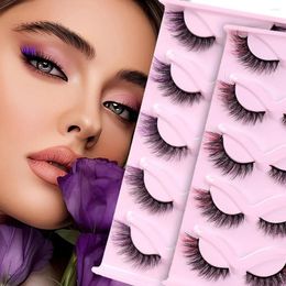 False Eyelashes 5Pairs Tools Eyelash Extension Colorful Eye Tail Rolled European American Style Natural Halloween Long Maquiagem