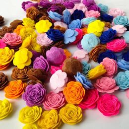 Decorative Flowers 24Pcs Artificial Felt Rose Flower DIY Handmade Craft Material Tools For Bow Headband Applique Sewing Accessories