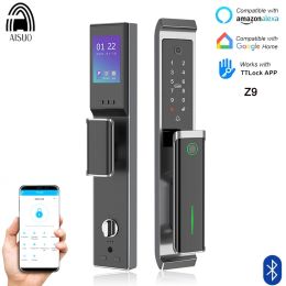 Control AISUO Z9 TT LOCK Bluetooth Remote Unlock Fingerprint Magnetic Card Password Key with Camera Fully Automatic Smart Door Lock