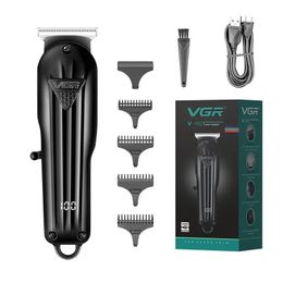 VGR Hair Trimmer Professional Hair Clipper Electric TBlade Hair Cutting Machine 0mm LED Display Barber Trimmer for Men V982 240408