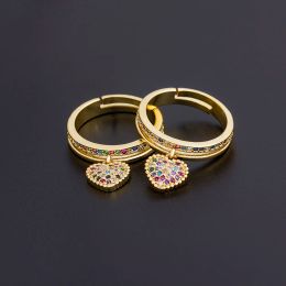 Bands NIdin New Fashion 6 Styles Heart Shaped Rings For Women Gold Colour Adjustable Ring Best Party Wedding Anniversary Jewellery Gift