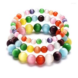 Charm Bracelets Selling Fashion Handmade 6 8 10MM Colorful Opal Stone Beads Bracelet For Men And Women