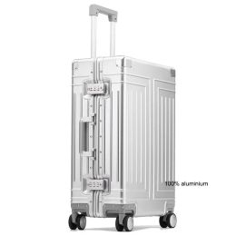 Luggage Carrylove 20"24"26"29" Inch Aluminum Trolley Suitcase Waterproof Metallic Cabin Lage Trolly Bag with Wheels