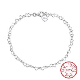 Anklets KISS MANDY Fashion 925 Sterling Silver 3.5mm Rolo Heart Link Chain Anklet Adjustable Women Girls Chain Anklets Jewellery SA10