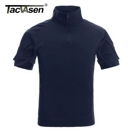 Shirts Tacvasen Short Sleeve Tshirts with Zipper Pockets Mens Summer Army Combat Tee Shirts Tops Tactical Military Safari Clothing Man