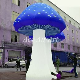 wholesale 4 m tall Giant beautiful led advertising blue Inflatable mushroom mode with dots for Advertising on ground