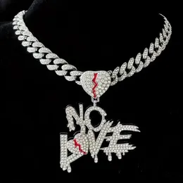 New n hip-hop broken heart-shaped letter big pendant rapper the same popular Cuban necklace