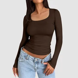 Women's T Shirts 2024 Winter Women Long Sleeve Sexy T-Shirt Basic Crop Tops Slim Fit Breathable Shirt Summer Blouse Streetwear