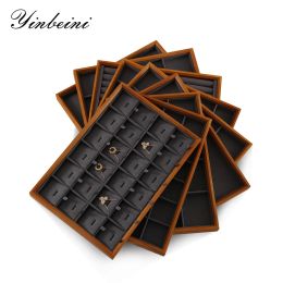 Bangle YinBeiNi Newly Jewellery Display Tray Solid Wood&Microfiber Ring Necklace Bangle Earring Display Organiser for Counter Store