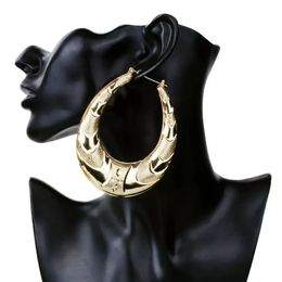 Whole- Gold Large Big Metal Circle Bamboo Hoop Earrings for Women Jewellery Fashion Hip Hop Exaggerate Earring334S