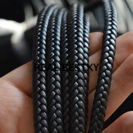 Strands REAL BESTXY 5m/lot 7*3 black/brown Jewelry Making Finding Black Flat Braided Leather Cord PU Rope Strip DIY Bracelet Choker cord