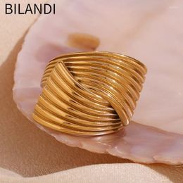 Cluster Rings Bilandi Fashion Jewellery European And American Design Gold Colour Geometry Open For Women Accessories Gifts Selling