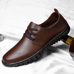 Casual Shoes Brand Men's Genuine Leather Loafers Lightweight Office Sneakers Black Dress Driving