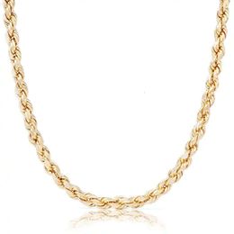 Wholesale Pure Gold Filled Real Solid 24k Solid Gold for Men Simple Style Rope Link Chains for Mens Hip Hop Necklace
