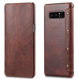 Wallets Genuine Cow Leather Wallet Case for Samsung Galaxy Note 9 Note9 Retro Real Leather Flip Cover for Samsung Galaxy Note 8 Note8