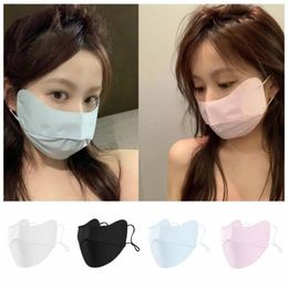 Scarves Face Mask Silk Adjustable Solid Colour UV Protection Sunscreen Scarf Polyester Gini Outdoor
