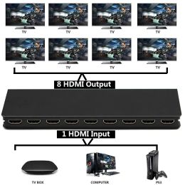 Lens 4K 1x8 HDMI Splitter 1 To 8 Audio Video Converter Multi Screen Display for PS3 PS4 DVD Camera Laptop PC To TV Monitor Projector