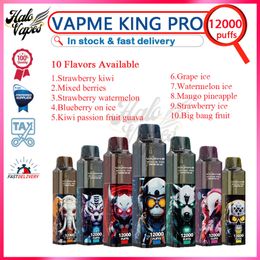 VAPME KING PRO 12000 Puff Disposable Vape Pen 0% 2% 3% 5% Mesh Coil 20ml Pod 850mAh Rechargeable Battery Puffs 12K E Cigarettes 10 Flavours In Stock VS Bang King 12k