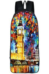 Clock backpack Elizabeth Tower day pack Big Ben paint school bag Print packsack Quality rucksack Sport schoolbag Outdoor daypack6098955