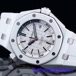 AP Wrist Watch Chronograph Royal Oak Offshore 15707 Rare White Ceramic Material Automatic Mechanical Mens 42mm Calibre Watch