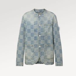 Damier Denim Jacket 1afhu5 Новая L Board Glipper Glipper Alphabet Emelcodery Jacket Джинсовая рубашка мужские женщины дизайнеры.