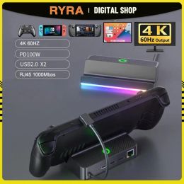 Hubs RYRA Steam Deck Docking Station TV Base Stand 6 In 1 Hub Holder Dock 60Hz HDMIcompatible USBC RJ45 PD For Steam Deck Console