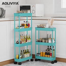 Kitchen Storage SH AOLIVIYA Bathroom Crevice Rack Seasoning Bottle Fruit And Vegetable Shelf Land Snack Trolley