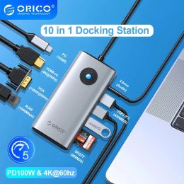 Hubs ORICO USB C HUB Type C To HDMIcompatible USB 3.0 Adapter Ethernet Port Docking Station for MacBook Air M1 M2 USB Splitter