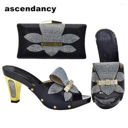 Dress Shoes Black Colour Shoe And Matching Bag For Nigeria Party African Bags Italian Nigerian Women Wedding