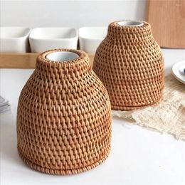 Vases Nordic Style Rattan Vase Japanese Porcelain Flower Tabletop Plants Pot Terrarium For Living Room Home Decor