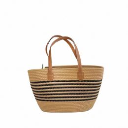 straw Shoulder Bag Durable Large Capacity Weaving Beach Bag Tote Bag Women 363z#