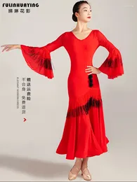 Stage Wear 2024Woman Modern Dance Skirt Ballroom Practise Clothes Top Waltz Women's Y0385 0386