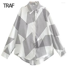 Women's Blouses Blouse Spring Summer Geometric Print Shirt Long Sleeves Top Korean Style Shirts Elegant And Youth Woman