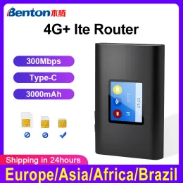 Routers Benton Unlock Mifi Portable 4G+ Lte Cat 6 Wireless Pocket Router 300Mbps Modem Outdoor Car Wifi Amplifier Hotspot Sim Card Slot