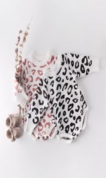 baby Girl Designer clothing Knitted Romper Long Sleeve Oneck Leopard Print romper 100 cotton Spring Fall Warm Baby clothing 0241465582