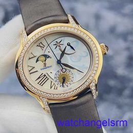 AP Wrist Watch Chronograph Millennium Series Womens Watch 77315OR Original Diamond Rose Gold Dynamic Lunar Phase Display Automatic Mechanical Watch 39mm