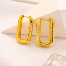 Ear Stud 18K Gold Plated Luxury Brand Designers Letters Stud Clip Chain Stainless steel Round Geometric Famous Women Earring Weddi355U