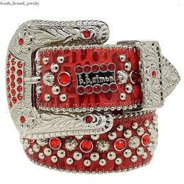 Bb Simon Designer Belt Belt Men Women Rhinestone Belt Western Cowgirl Cowboy Vintage Bling Crystal Diamond Studded Leather Belt For Jean 3509