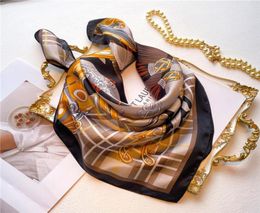 Scarves 2022 Design Silk Satin Square Scarf Women 70cm Shawl Wraps Neck Tie Female Hair Hand Bandana Hijab Echarpe3465473