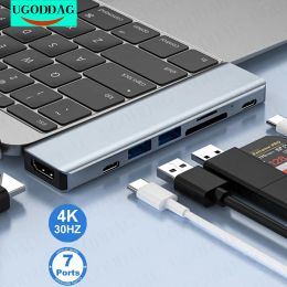 Hubs USB C HUB To 4K HDMICompatible Docking Station For Macbook Pro Air TypeC 3.1 PD Splitter Thunderbolt 3 TF SD Reader Adapter M1