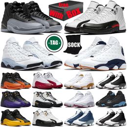 With Box 12 13 mens basketball shoes 12s 13s Wolf Blue Grey red Black Taxi Cherry Midnight Navy men trainers sneakers