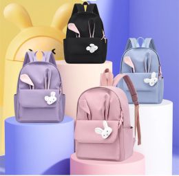 Bags New Stereoscopic Rabbit Ear Schoolbag Girl Cute Lightweight Campus Children's Backpack Lightweight Shoulder Strap Adjustable