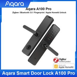 Control Aqara Smart Door Lock A100 Pro Zigbee Bluetooth 5.0 Apple HomeKit Unlock Fingerprint Unlock Work with Apple Homekit Aqara Home