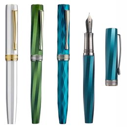 Hongdian N11 Fountain Pen EF/F Nib with Converter Polygonal Aluminium Alloy Writing Gift Pen Set 240409
