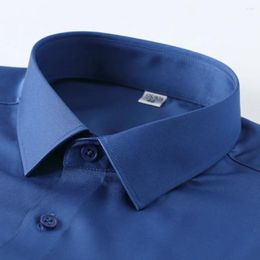 Men's Dress Shirts Stretchy Silky Silk Touch Long Sleeve Shirt Without Pocket Standard-fit Comfortable Soft Smooth Wrinkle Free