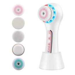 Scrubbers Electric Facial Cleansing Brush LED Face Cleanser Brush IPX7 Waterproof Face Scrubber Deep Cleaning Exfoliation Face Spin Brush