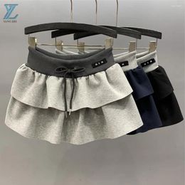 Women's Shorts 2024 Spring/Summer Drawstring Elastic Waist High Slimming A-line Fluffy Cake Skirt