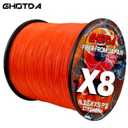 Accessories GHOTDA X8 PE Line Lure Line X8 Strands Braided 500m 1000m Green Multicolor Fishing Line Weave Wire Lure Fishing Line Carp Squid